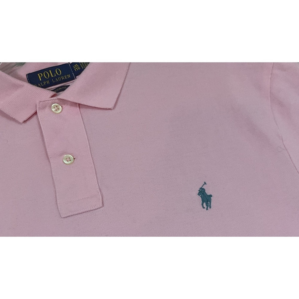 Polo Ralph Lauren Short Sleeve Polo Shirt Men's XXL Classic Fit Pink Grey Pony - Picture 2 of 7